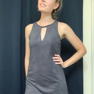 Suede cut out midi dress